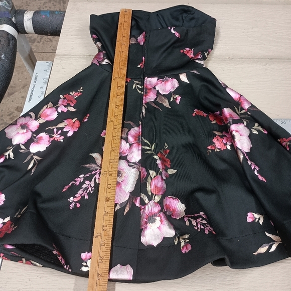 B Darlin Elegant Black Skirt with Pink Floral Design - Picture 7 of 12